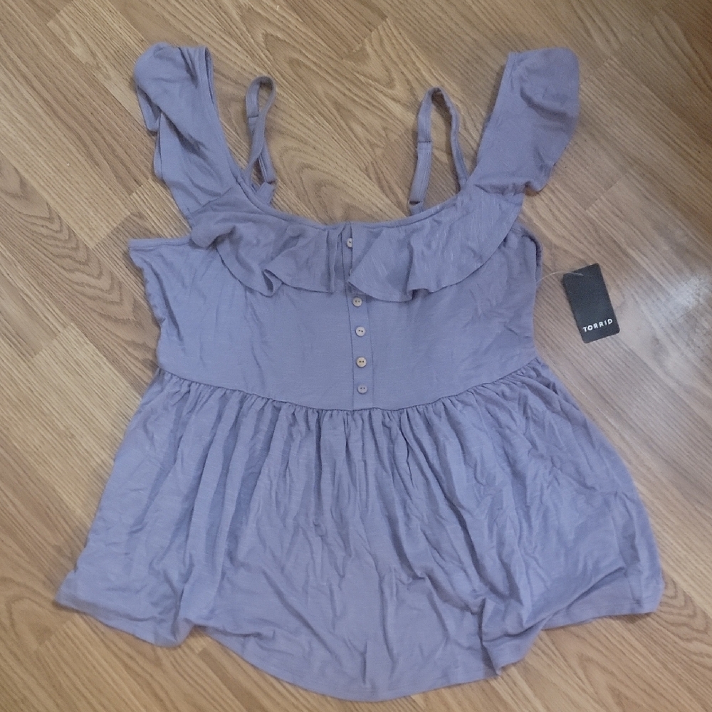 Torrid Purple Ruffled Blouse
